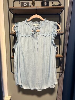 Light Blue Ruffle Tie-Front Sleeveless Camisole